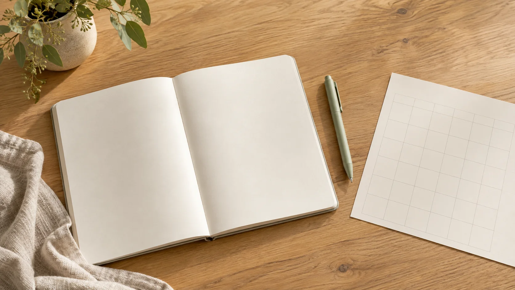 Open notebook and pen on a wooden table, ready for preconception appointment notes.